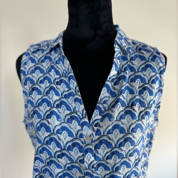 New! Sigrid Olsen Linen sleeveless Linen Tunic in Amalfi Blue size S, M - Picture 2 of 3